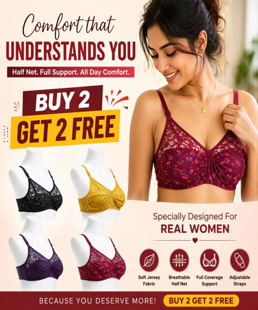 Pack of 4 Half Mesh Jersey Bras | Buy 2 Get 2 FREE Offer !!