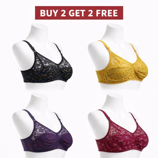 Pack of 4 Half Mesh Jersey Bras | Buy 2 Get 2 FREE Offer !!