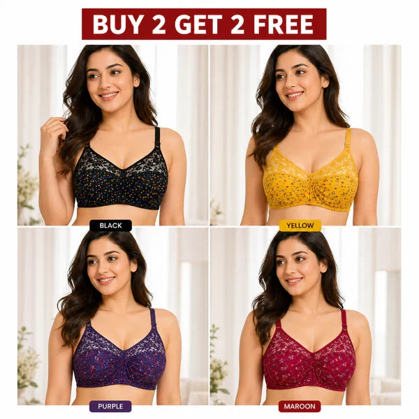 Pack of 4 Half Mesh Jersey Bras | Buy 2 Get 2 FREE Offer !!