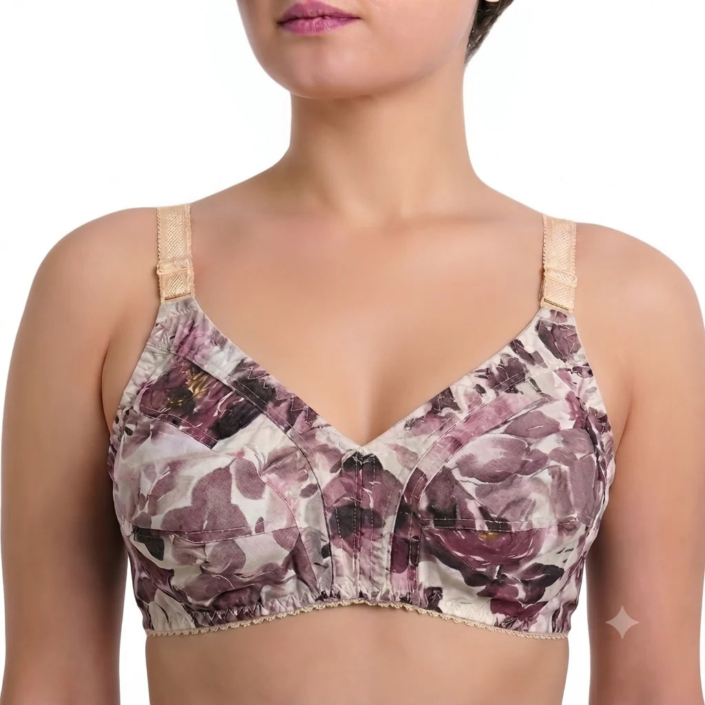 Pack of 5 Printed Cotton Bras in Random Prints-Soft & Premium