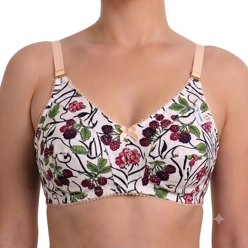 Pack of 5 Printed Cotton Bras in Random Prints-Soft & Premium