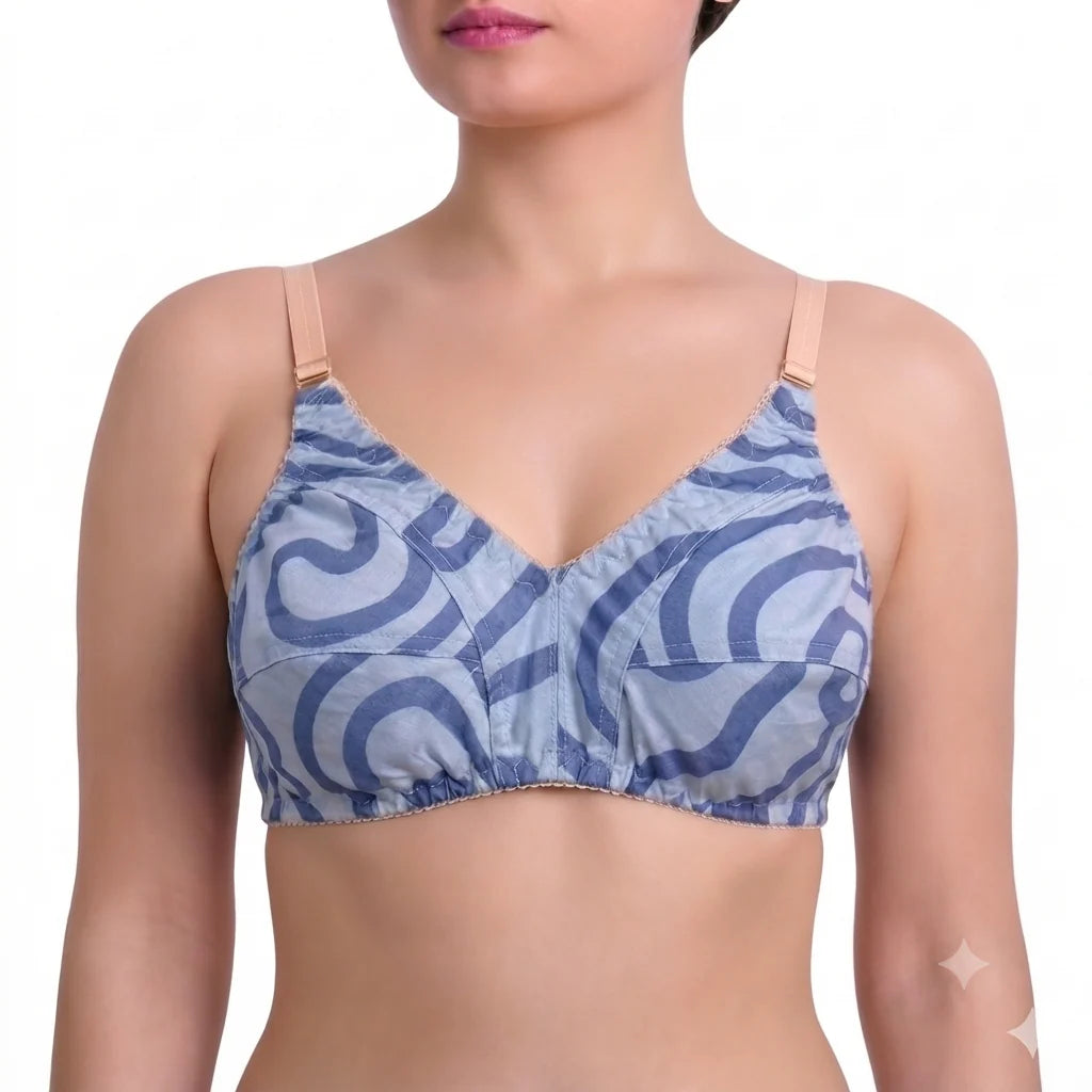 Pack of 5 Printed Cotton Bras in Random Prints-Soft & Premium